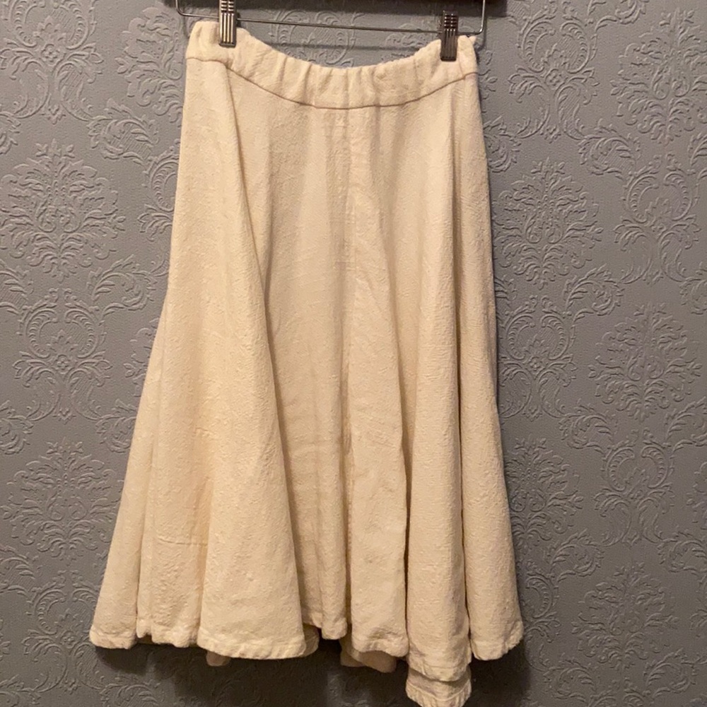 White cotton midi skirt
